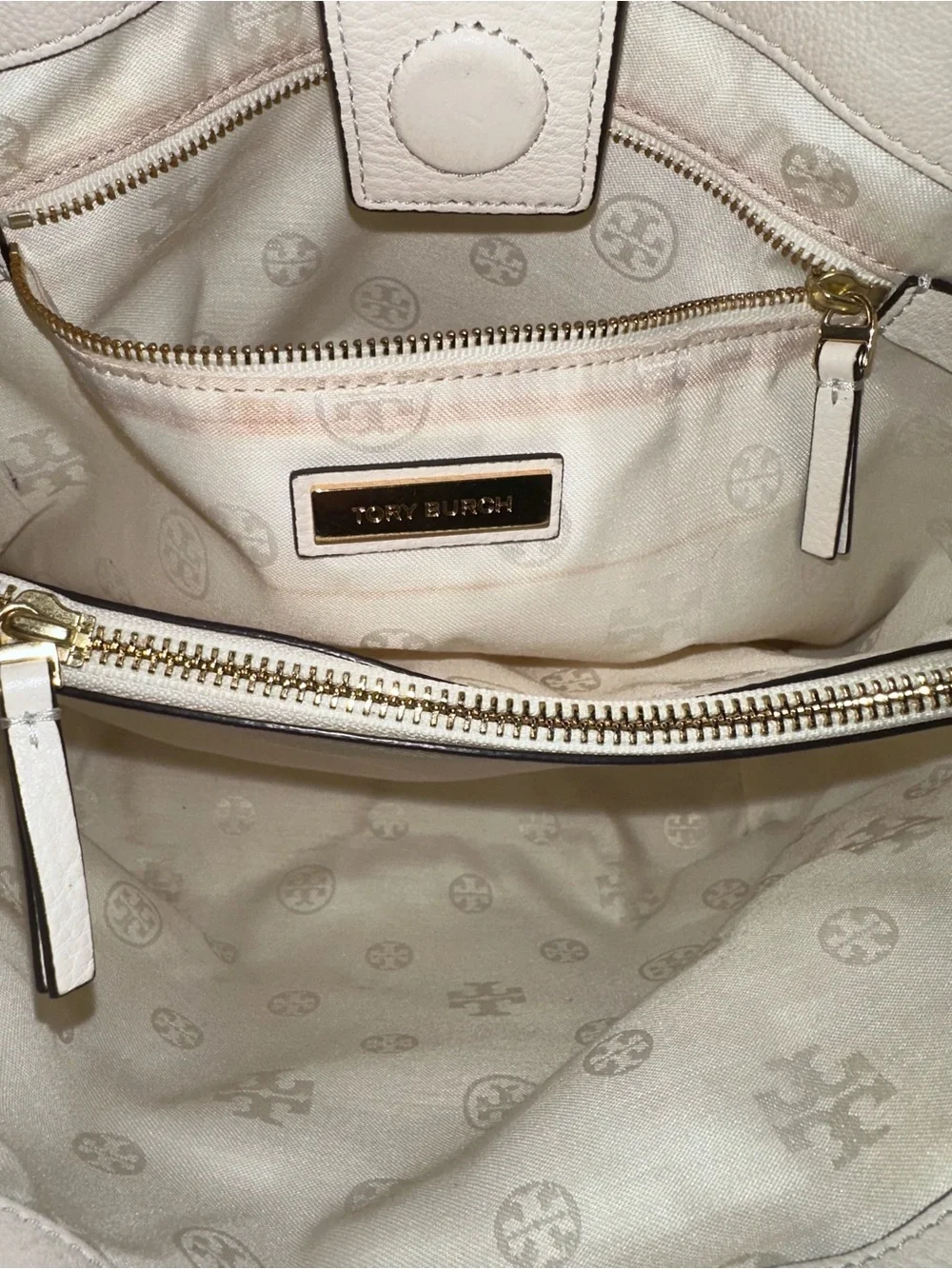 Tory Burch Harper Leather Satchel Ivory Cream Crossbody Bag